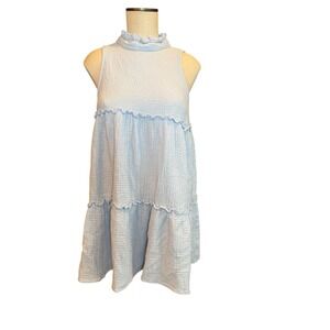 Pomander Place by Tuckernuck‎  Blue Tiered Mock Neck Sz  XS Gauze Morgan Dress